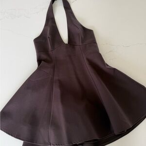 Zara Brown Dress with Halter Neckline